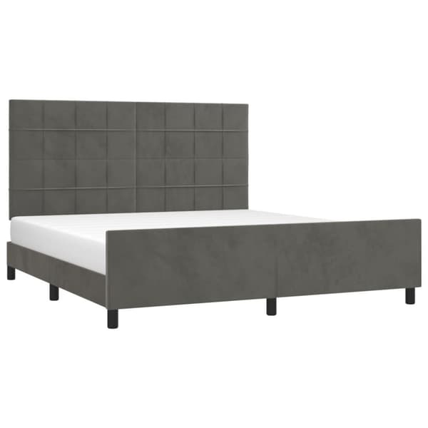 sengeramme med sengegavl 160x200 cm fløjl mørkegrå