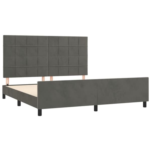 sengeramme med sengegavl 160x200 cm fløjl mørkegrå