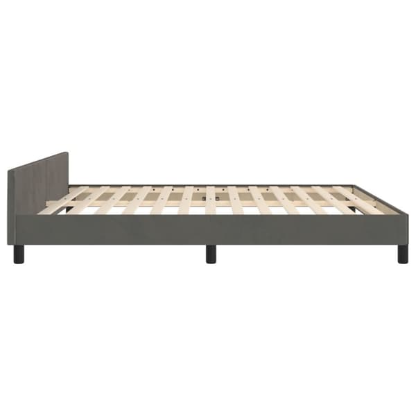 sengeramme med sengegavl 160x200 cm fløjl mørkegrå