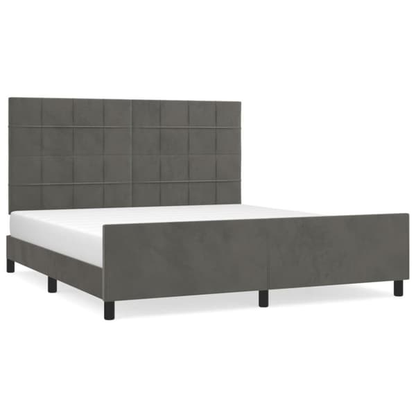 sengeramme med sengegavl 160x200 cm fløjl mørkegrå