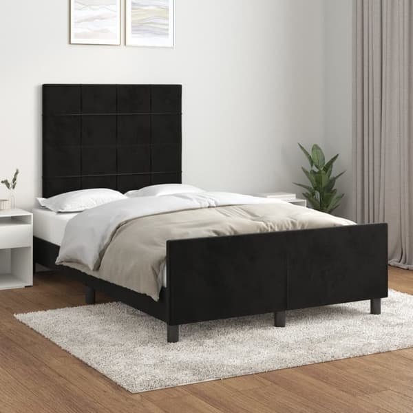 sengeramme med sengegavl 120x200 cm fløjl sort