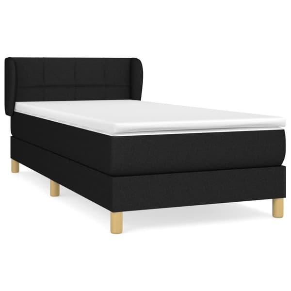 Ramsäng med madrass svart 90x190 cm tyg