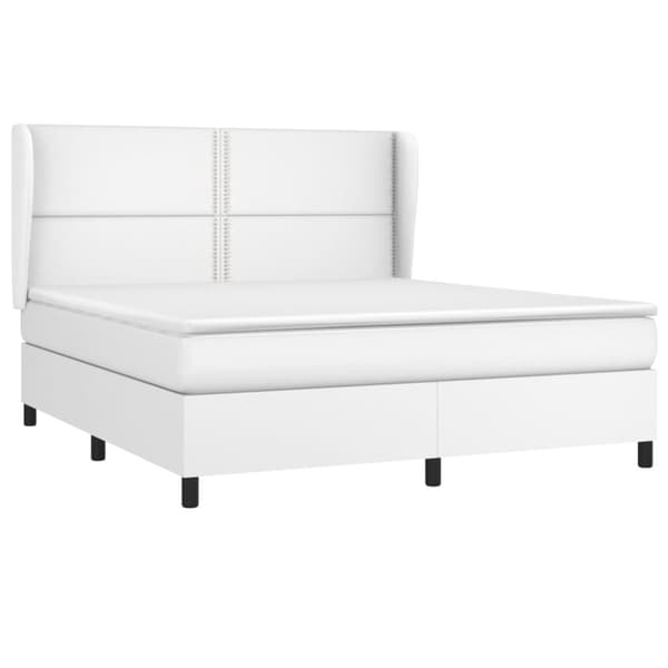 Ramsäng med madrass vit 160x200 cm konstläder