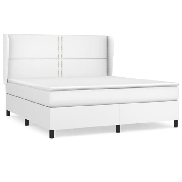 Ramsäng med madrass vit 160x200 cm konstläder