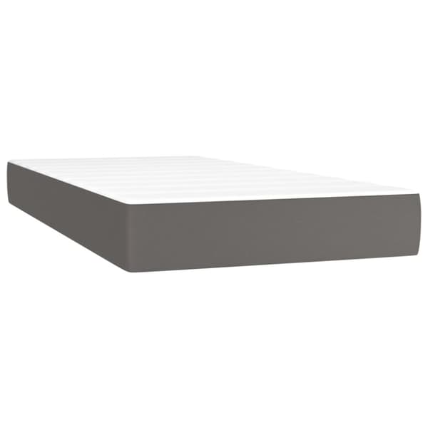 Ramsäng med madrass & LED grå 100x200 cm konstläder