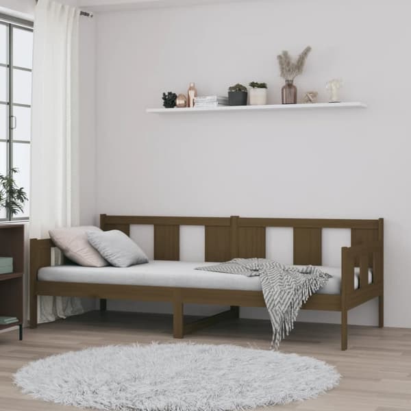 daybed 80x200 cm massivt fyrretræ gyldenbrun