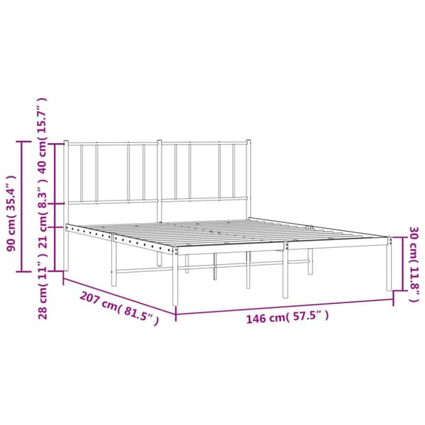 sengeramme med sengegavl 140x200 cm metal sort