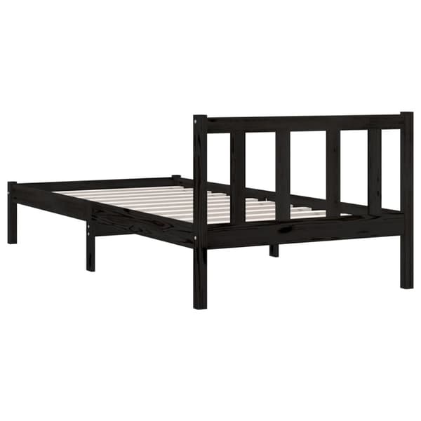 Sängram svart massiv furu 100x200 cm