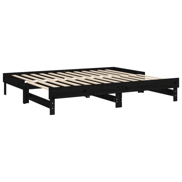 daybed med udtræk 2x(100x200) cm massivt fyrretræ sort