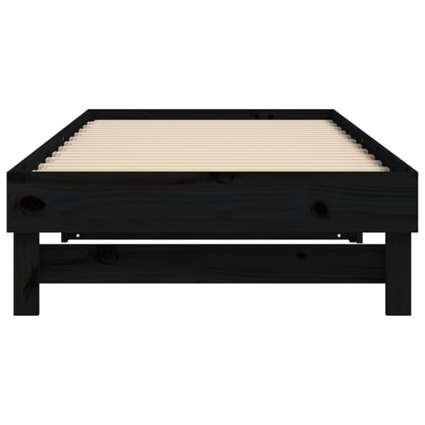 daybed med udtræk 2x(100x200) cm massivt fyrretræ sort