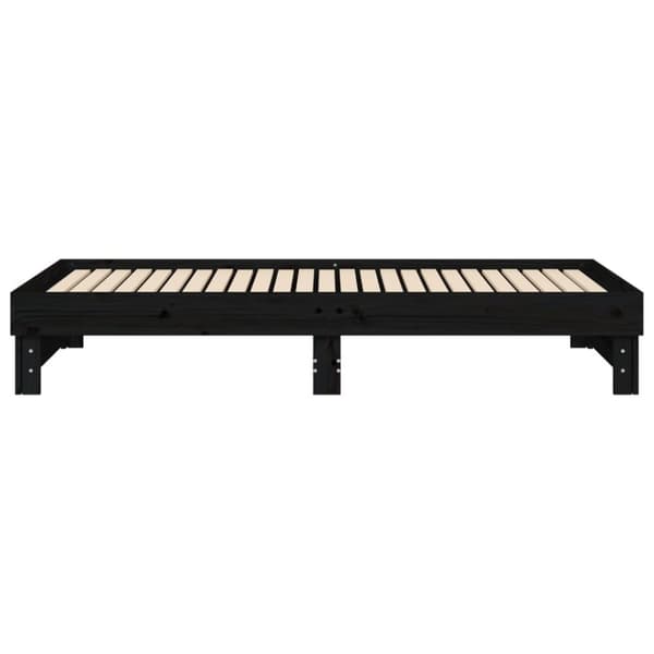 daybed med udtræk 2x(100x200) cm massivt fyrretræ sort