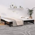 Miniatyrbillede 1 af 10: daybed med udtræk 2x(100x200) cm massivt fyrretræ sort