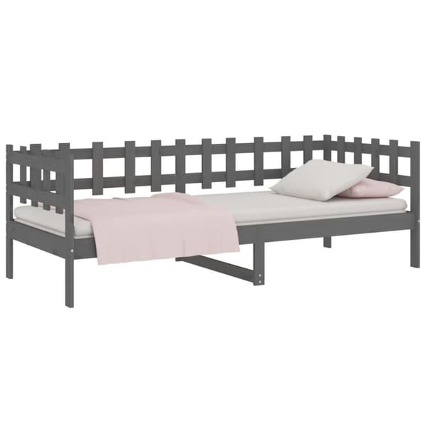 daybed 80x200 cm massivt fyrretræ grå