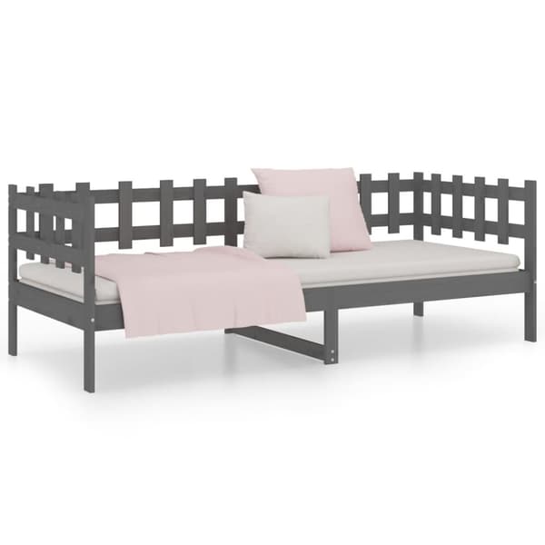 daybed 80x200 cm massivt fyrretræ grå