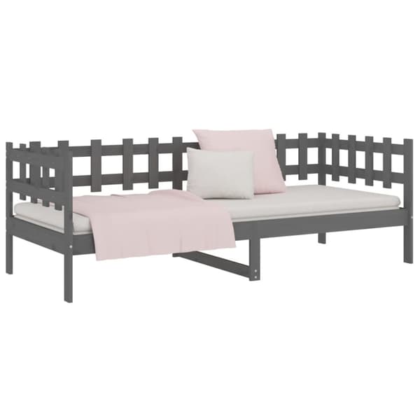 daybed 80x200 cm massivt fyrretræ grå