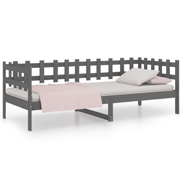 daybed 80x200 cm massivt fyrretræ grå