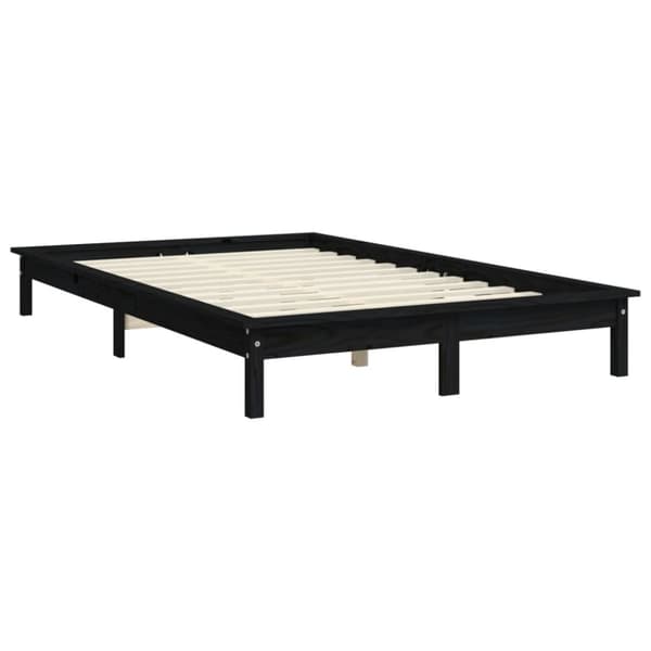 sengeramme 140x190 cm massivt fyrretræ sort