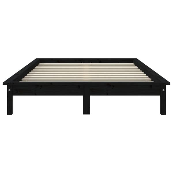 sengeramme 140x190 cm massivt fyrretræ sort