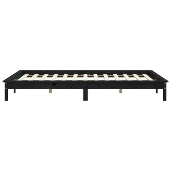 sengeramme 140x190 cm massivt fyrretræ sort