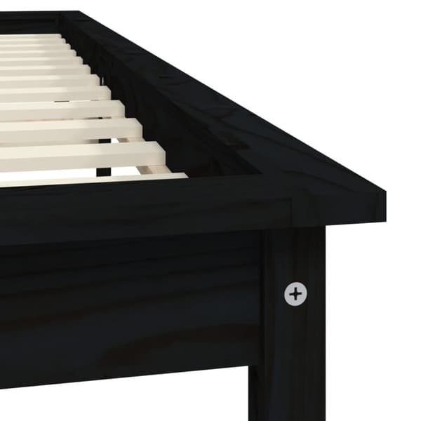 sengeramme 140x190 cm massivt fyrretræ sort