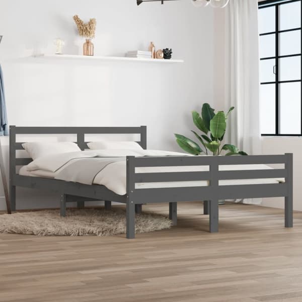 sengeramme 160x200 cm massivt træ grå