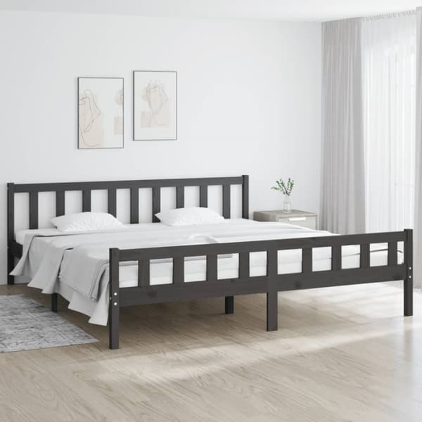 sengestel 180x200 cm Super King massivt fyrretræ grå