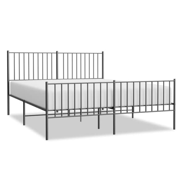 sengeramme med sengegavl og fodgærde 150x200 cm metal sort