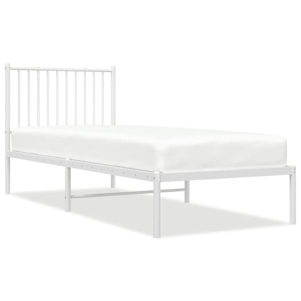 Sängram med huvudgavel metall vit 80x200 cm