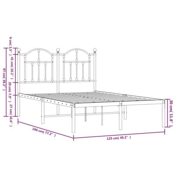 sengeramme med sengegavl 120x190 cm metal hvid