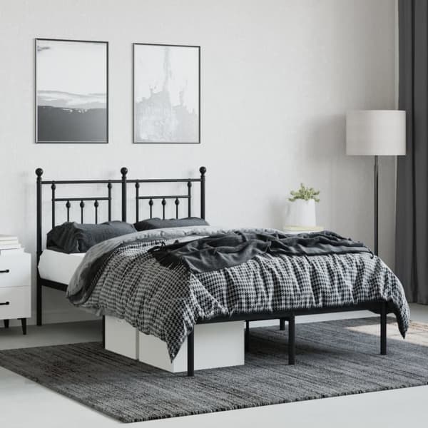 sengeramme med sengegavl 120x200 cm metal sort