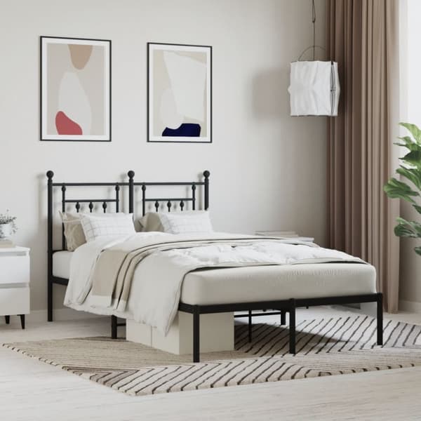 sengeramme med sengegavl 120x200 cm metal sort