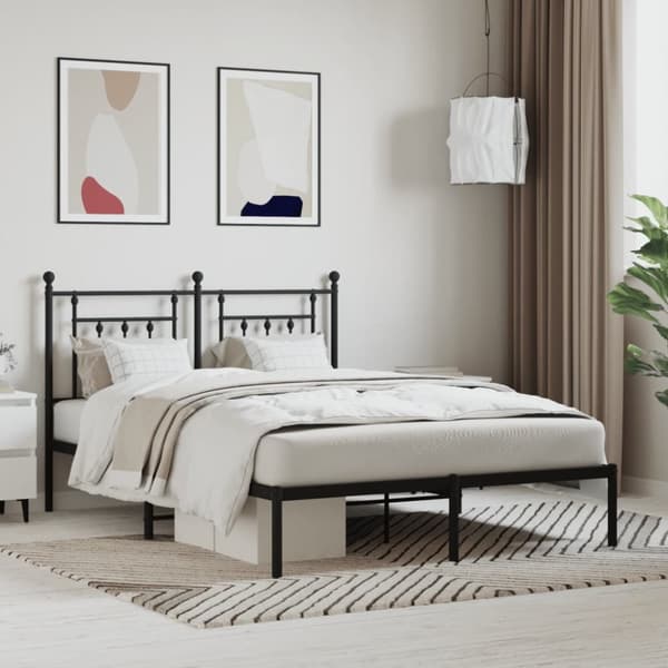 sengeramme med sengegavl 140x190 cm metal sort