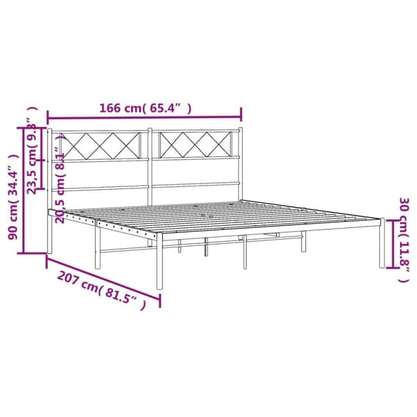 sengeramme med sengegavl 160x200 cm metal sort