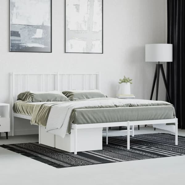 sengeramme med sengegavl 150x200 cm metal hvid