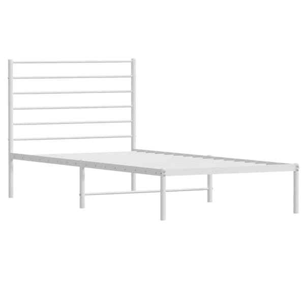 Sängram utan madrass med huvudgavel metall vit 75x190 cm
