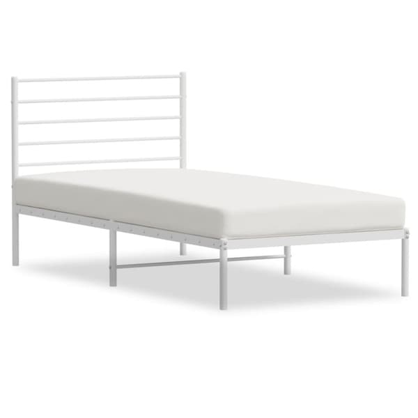 Sängram utan madrass med huvudgavel metall vit 75x190 cm