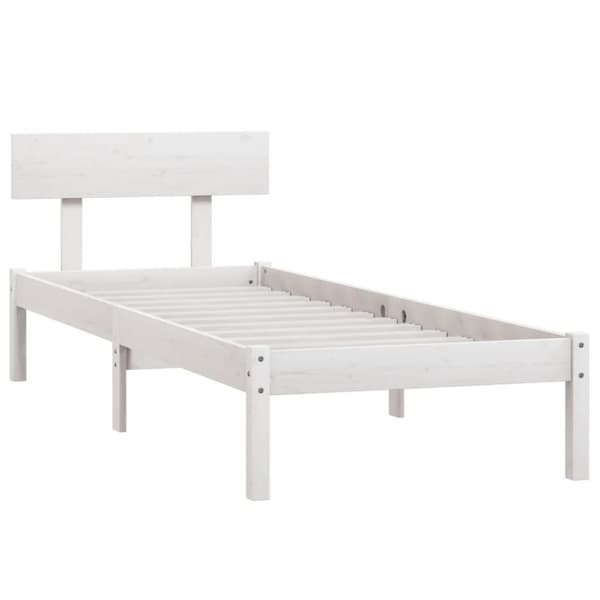 sengestel 90x200 cm massivt fyrretræ hvid