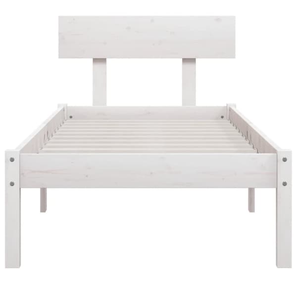 sengestel 90x200 cm massivt fyrretræ hvid