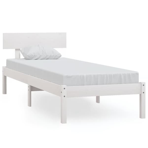 sengestel 90x200 cm massivt fyrretræ hvid