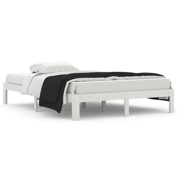 sengeramme 140x200 cm massivt fyrretræ hvid