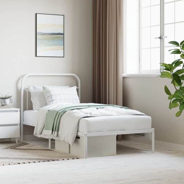 sengeramme med sengegavl 100x190 cm metal hvid