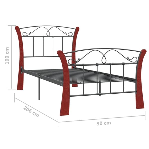 sengeramme 90x200 cm metal sort