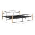 Miniatyrbillede 6 af 6: sengeramme 200x200 cm metal og massivt egetræ sort