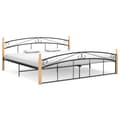 Miniatyrbillede 1 af 6: sengeramme 200x200 cm metal og massivt egetræ sort