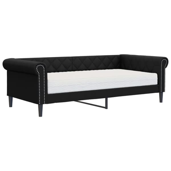 Dagbädd med madrass svart 90x200 cm konstläder