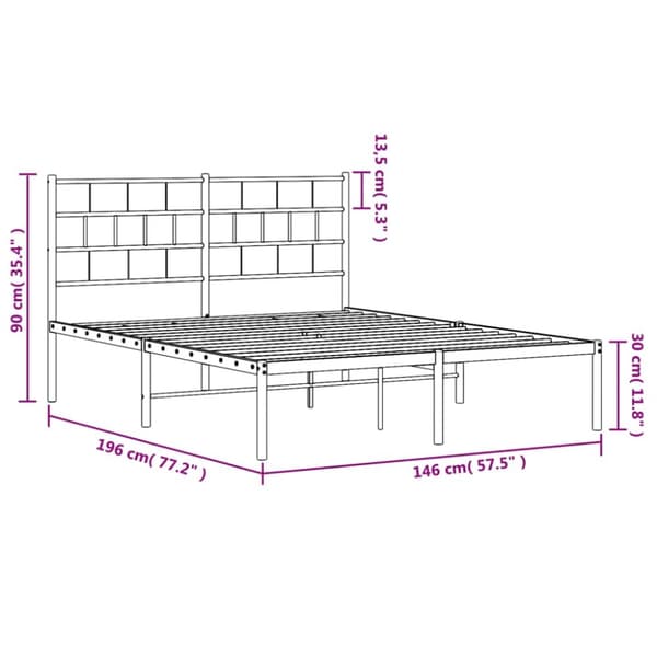 sengeramme med sengegavl 140x190 cm metal sort
