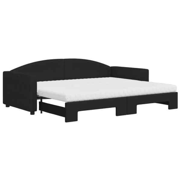 Dagbädd utdragbar med madrasser svart 90x200 cm tyg