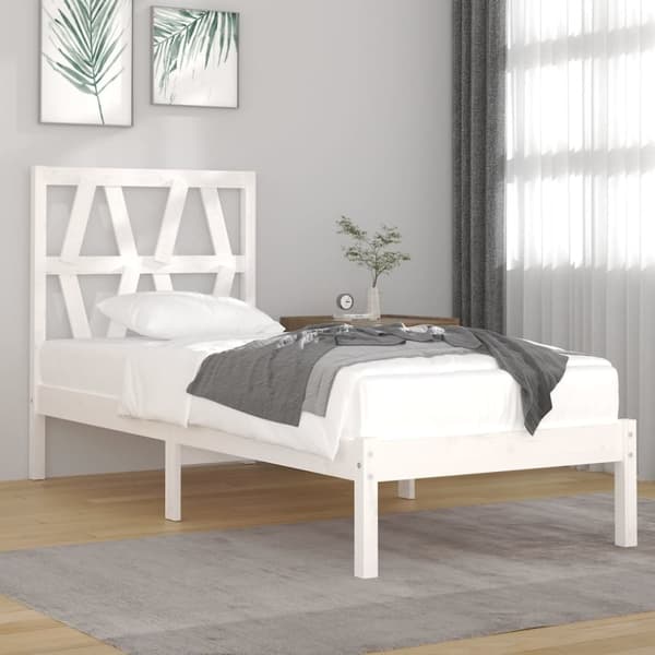 Sängram vit massiv furu 90x200 cm