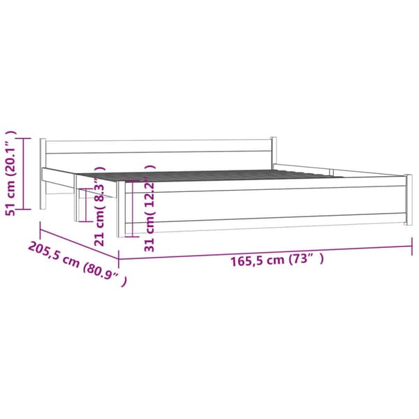 sengeramme uden madras 160x200 cm massivt træ