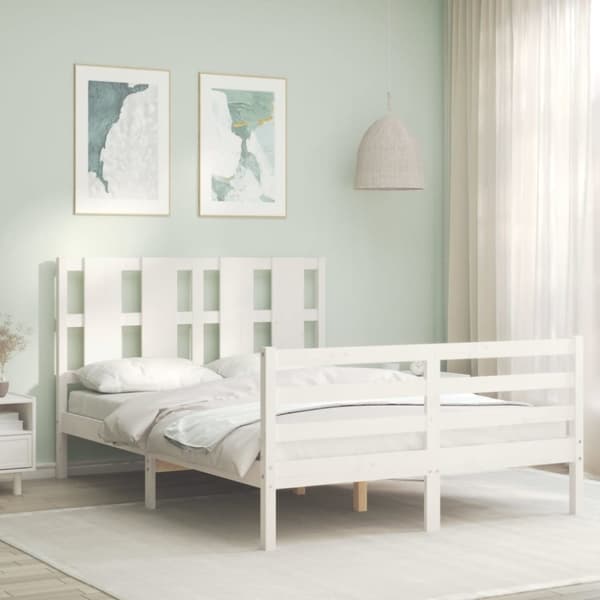 sengeramme med sengegavl 120x200 cm massivt træ hvid